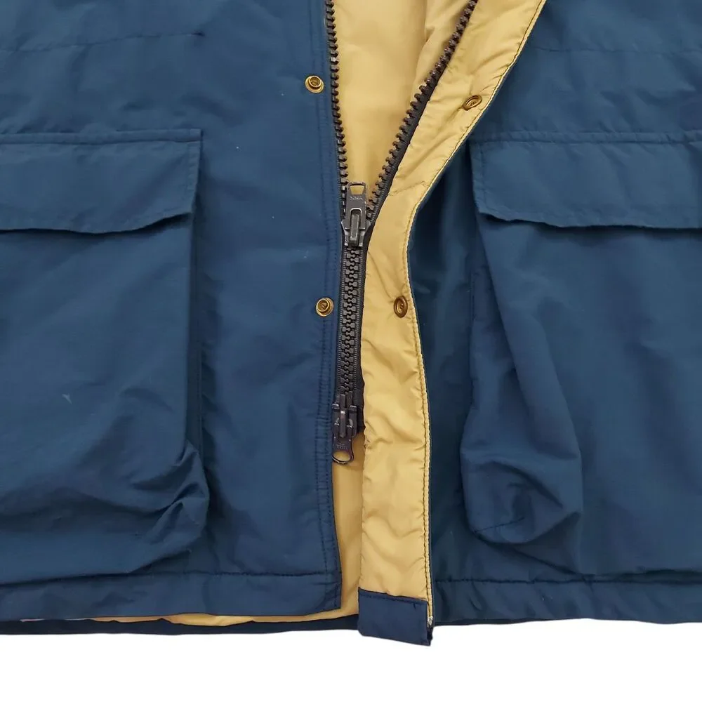Vintage Woolrich Jacket Large Blue Hooded Full Zip Snap Insulated Nylon Outdoor